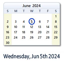 June 5, 2024 (Wednesday) .